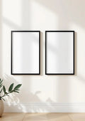 Frame Wall Art Mockup — Matte Black Frame Landscape 3:4 — Perspective View — #00009 | MockupBulk
