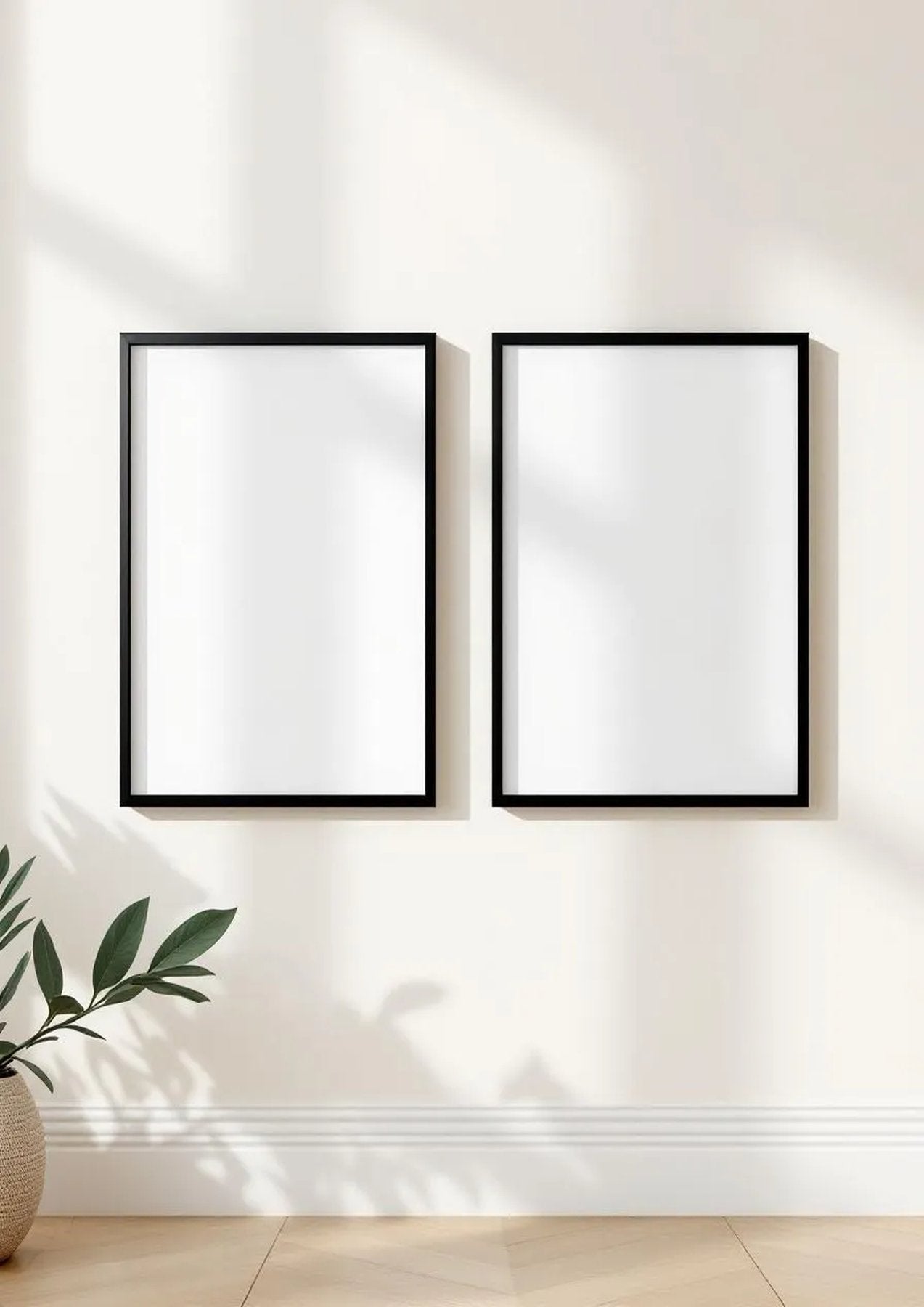 Frame Wall Art Mockup — Matte Black Frame Landscape 3:4 — Perspective View — #00009 | MockupBulk