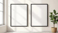 Frame Premium Interior Mockup — Matte Black Frame Square 1:1 — Perspective View — #00011 | MockupBulk