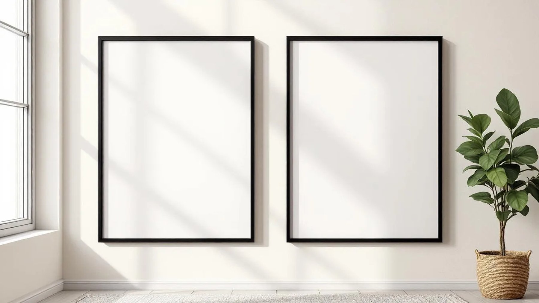 Frame Premium Interior Mockup — Matte Black Frame Square 1:1 — Perspective View — #00011 | MockupBulk