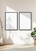 Frame Editorial Room Mockup — Matte Black Frame Portrait 4:5 — Perspective View — #00015 | MockupBulk