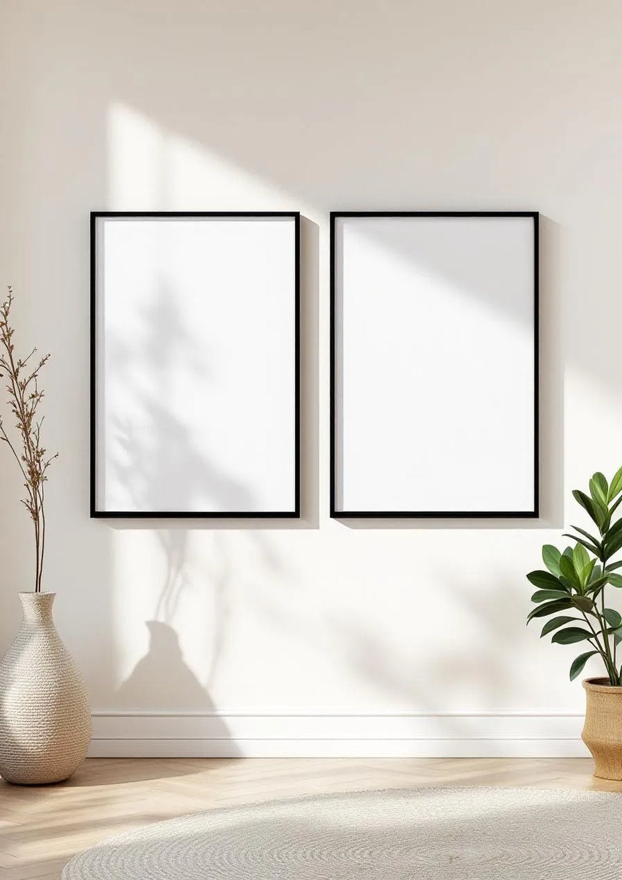 Frame Editorial Room Mockup — Matte Black Frame Portrait 4:5 — Perspective View — #00015 | MockupBulk