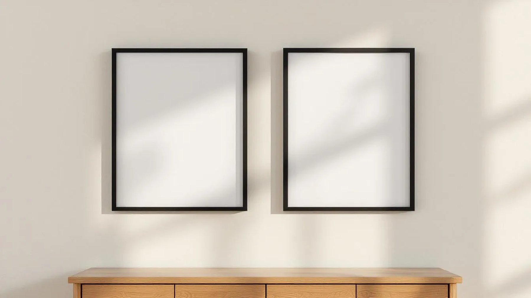 Frame Wall Art Mockup — Matte Black Frame Portrait 2:3 — Perspective View — #00017 | MockupBulk