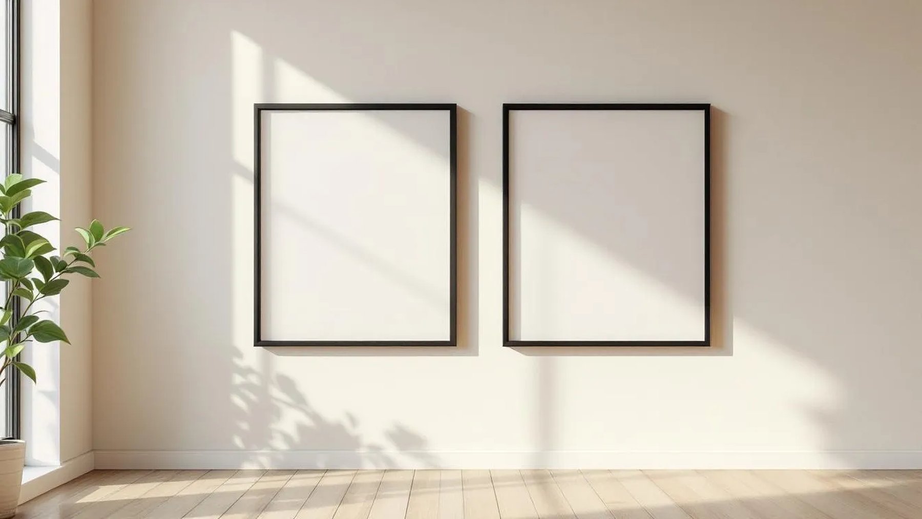 Frame Interior Frame Mockup — Matte Black Frame Square 1:1 — Perspective View — #00020 | MockupBulk