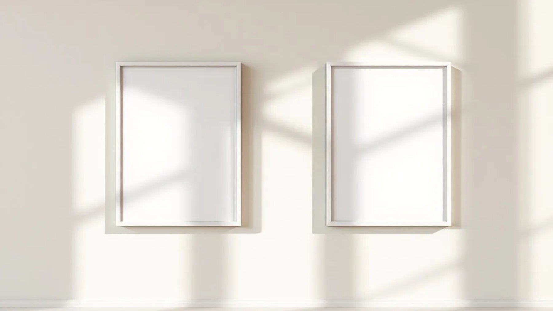 Frame Wall Art Mockup — White Frame Portrait 2:3 — Perspective View — #00029 | MockupBulk