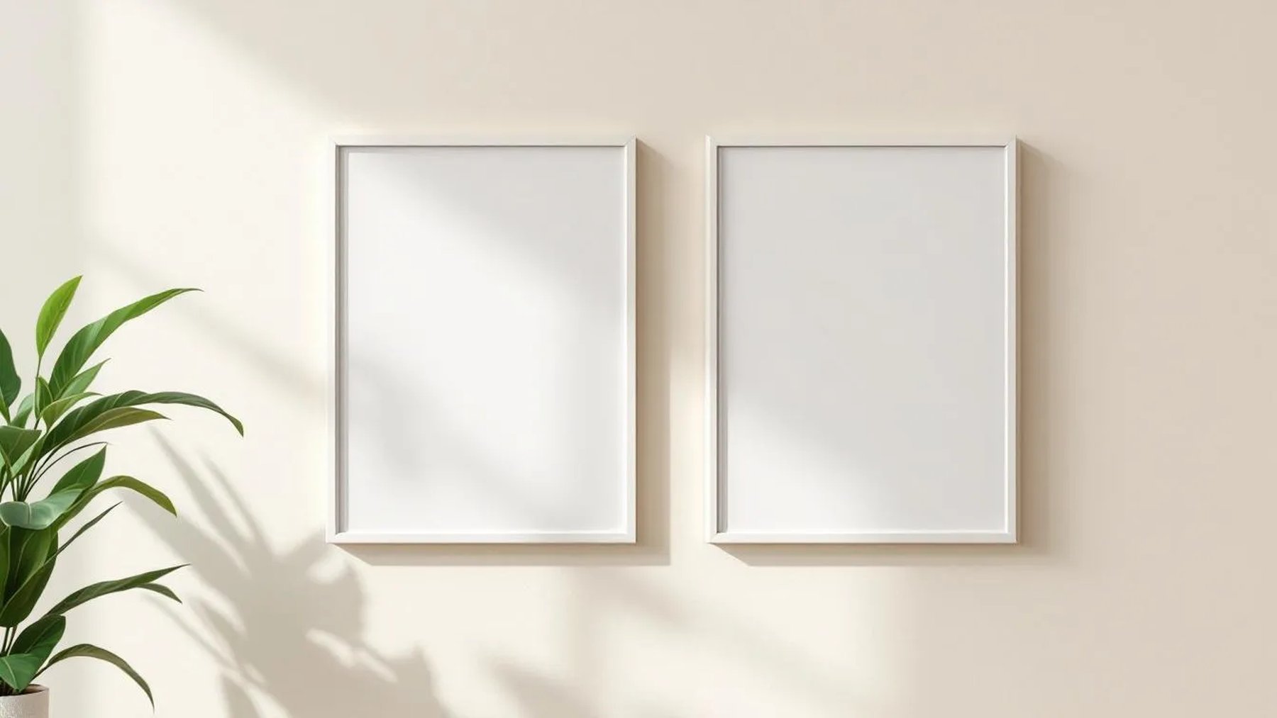 Frame Wall Art Mockup — White Frame Square 1:1 — Perspective View — #00035 | MockupBulk