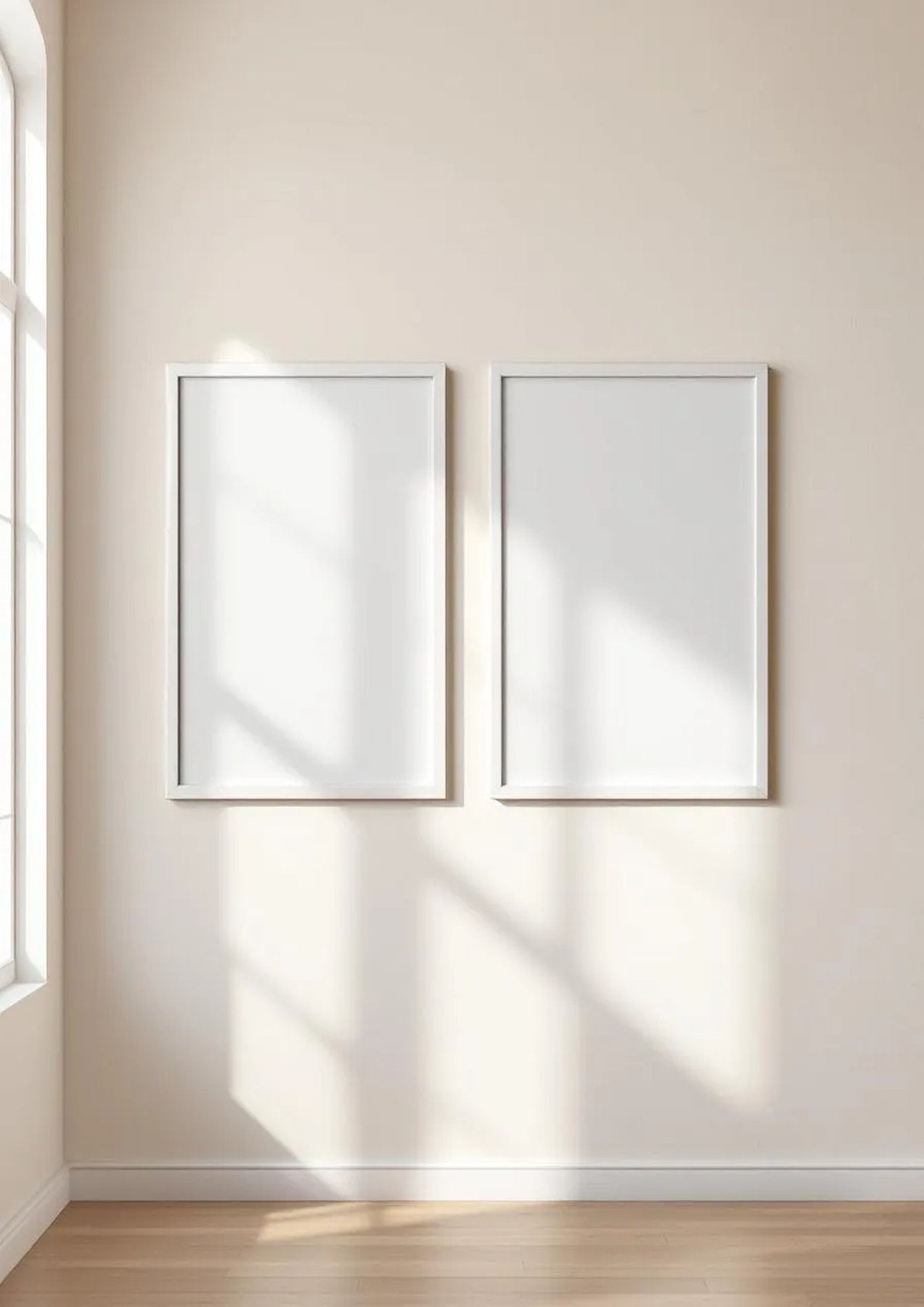 Frame Room Scene Mockup — White Frame Portrait 2:3 — Perspective View — #00036 | MockupBulk