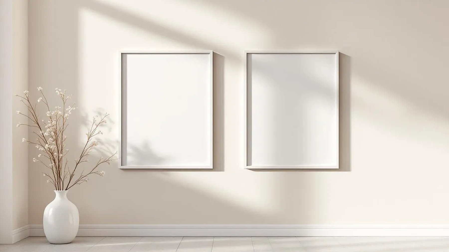 Frame High-Res Frame Mockup — White Frame Square 1:1 — Perspective View — #00038 | MockupBulk