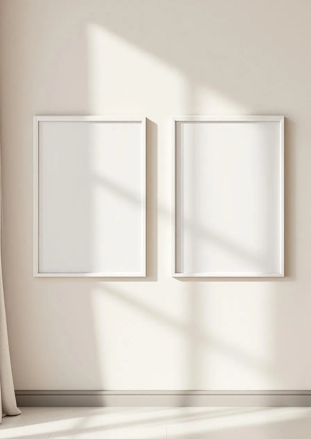 Frame Wall Art Mockup — White Frame Portrait 2:3 — Perspective View — #00042 | MockupBulk