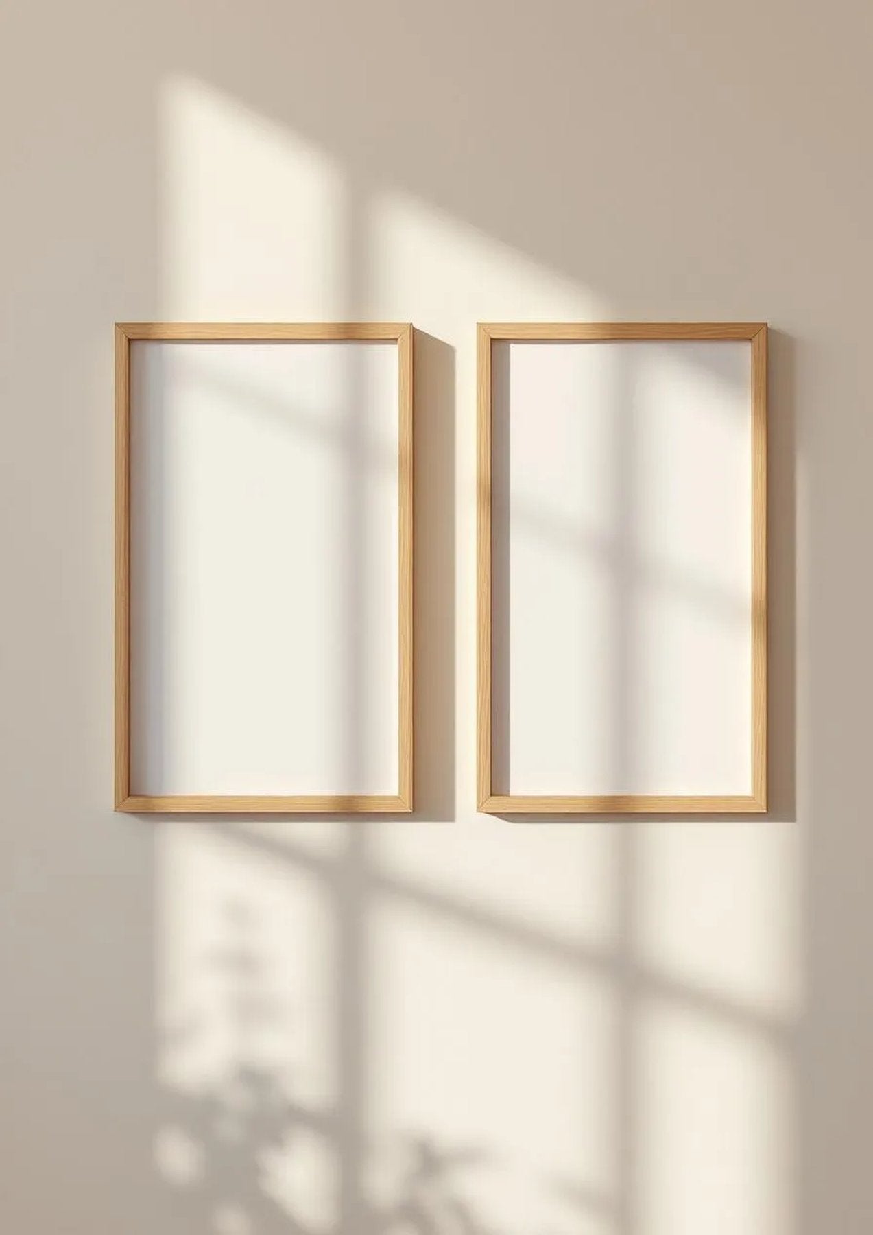 Frame Professional Frame Mockup — Natural Oak Frame Portrait 2:3 — Perspective View — #00045 | MockupBulk