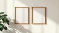 Frame Wall Art Mockup — Natural Oak Frame Portrait 4:5 — Perspective View — #00047 | MockupBulk