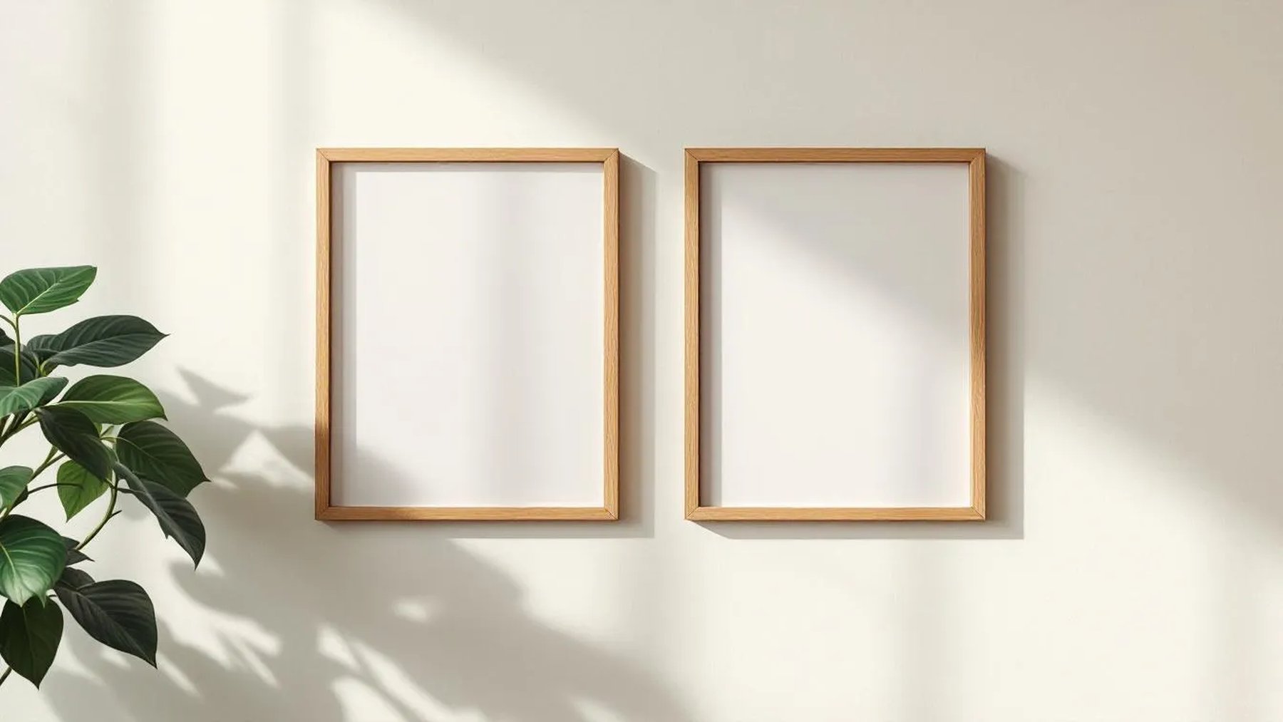 Frame Wall Art Mockup — Natural Oak Frame Portrait 4:5 — Perspective View — #00047 | MockupBulk