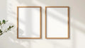 Frame Frame Display Mockup — Natural Oak Frame Square 1:1 — Perspective View — #00050 | MockupBulk