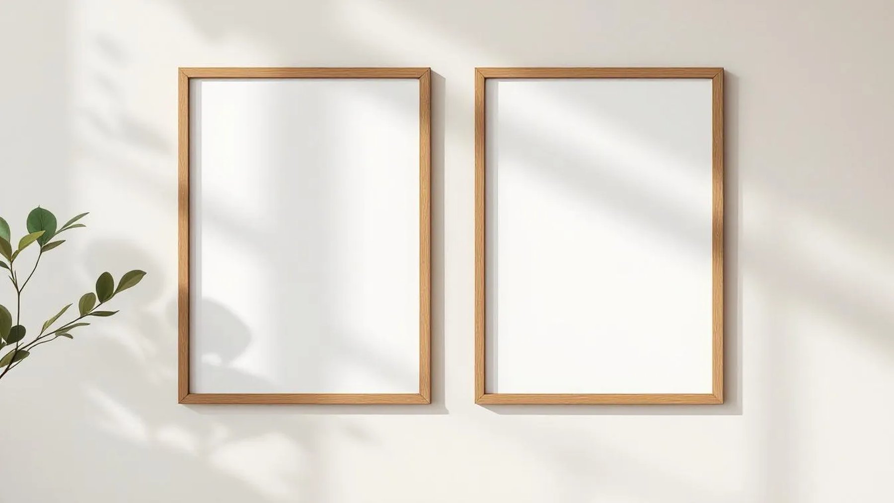 Frame Frame Display Mockup — Natural Oak Frame Square 1:1 — Perspective View — #00050 | MockupBulk