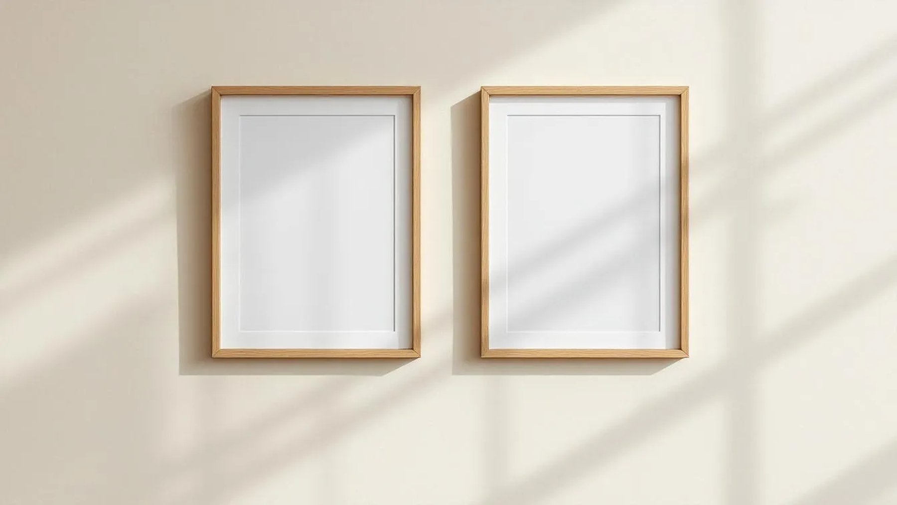 Frame Premium Interior Mockup — Natural Oak Frame Portrait 2:3 — Perspective View — #00050 | MockupBulk