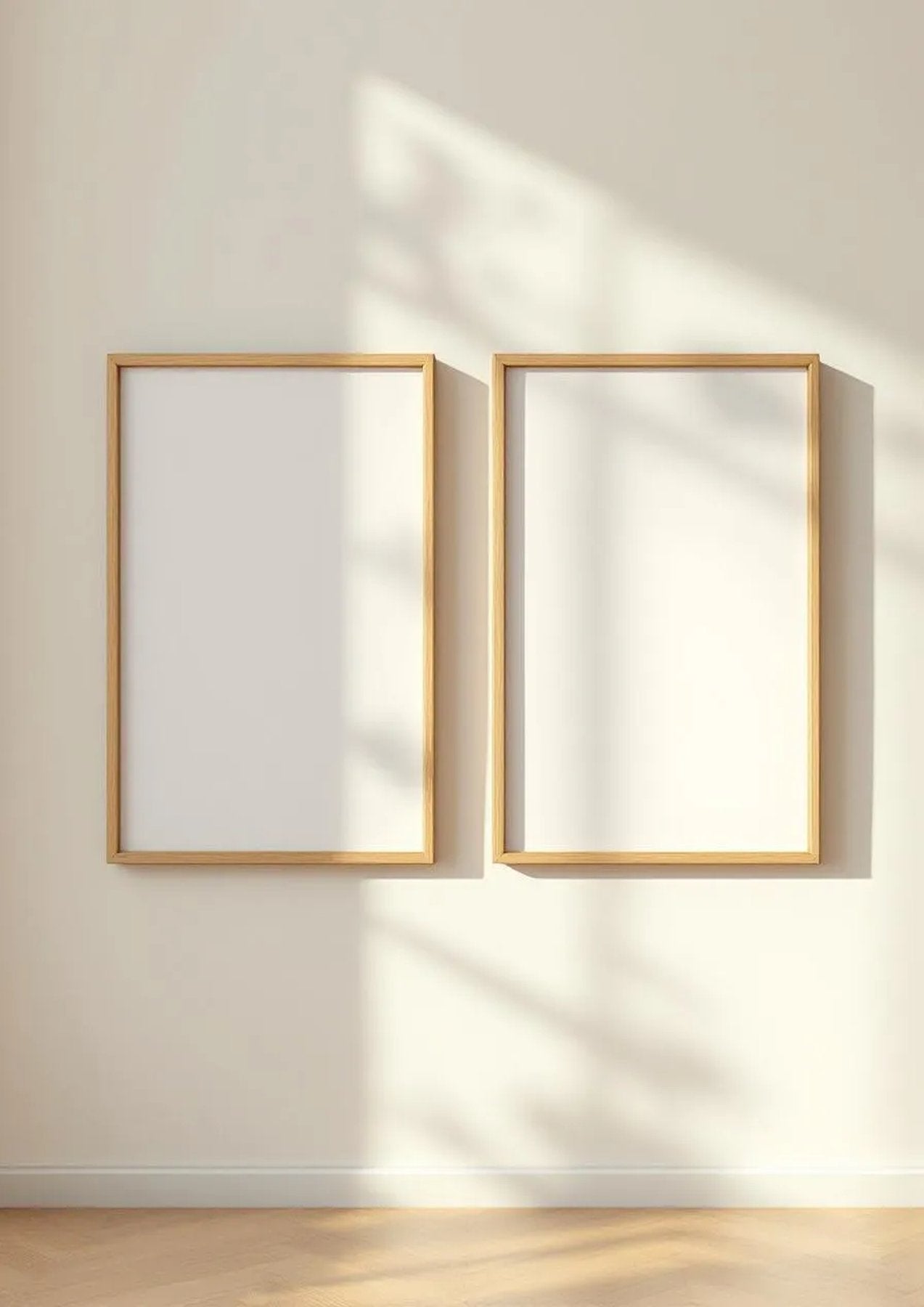 Frame Professional Frame Mockup — Natural Oak Frame Portrait 2:3 — Perspective View — #00051 | MockupBulk