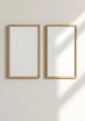 Frame Wall Art Mockup — Natural Oak Frame Portrait 2:3 — Perspective View — #00054 | MockupBulk