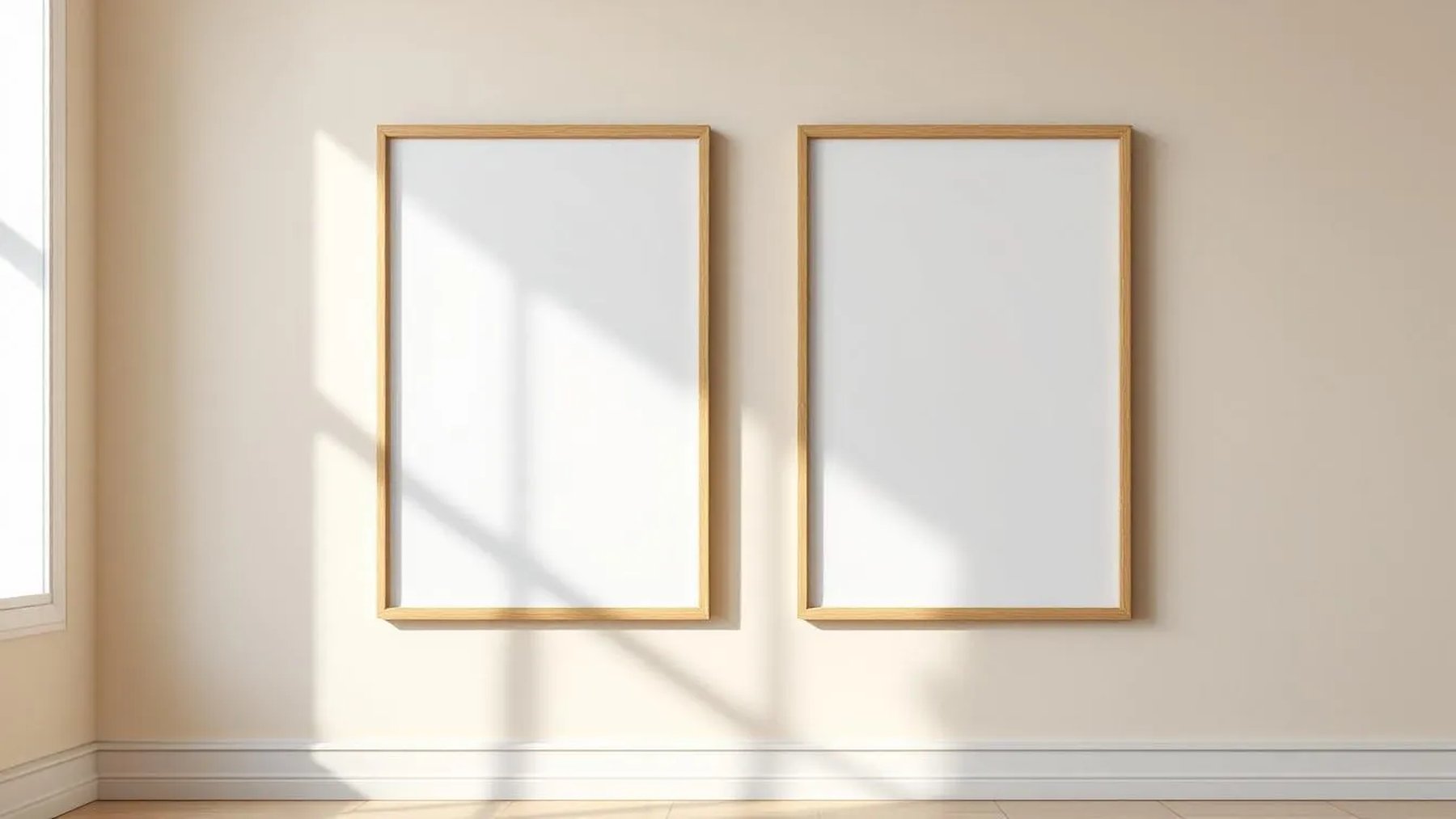 Frame Professional Frame Mockup — Natural Oak Frame Square 1:1 — Perspective View — #00056 | MockupBulk