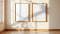 Frame Wall Art Mockup — Natural Oak Frame Portrait 5:7 — Perspective View — #00056 | MockupBulk