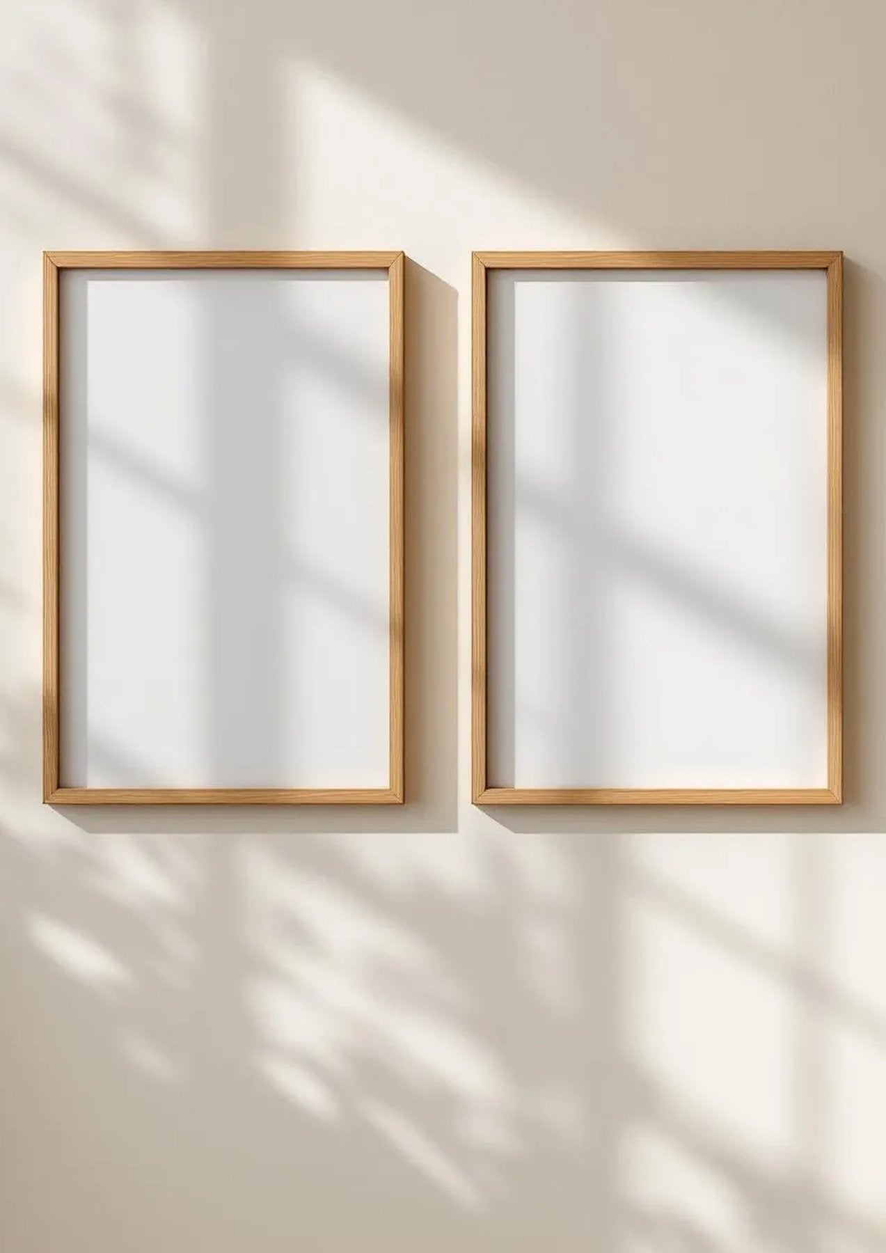 Frame Lifestyle Frame Mockup — Natural Oak Frame Portrait 2:3 — Perspective View — #00060 | MockupBulk