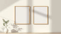 Frame Styled Room Mockup — Natural Oak Frame Portrait 4:5 — Perspective View — #00062 | MockupBulk