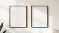 Frame Premium Interior Mockup — Walnut Frame Square 1:1 — Perspective View — #00065 | MockupBulk