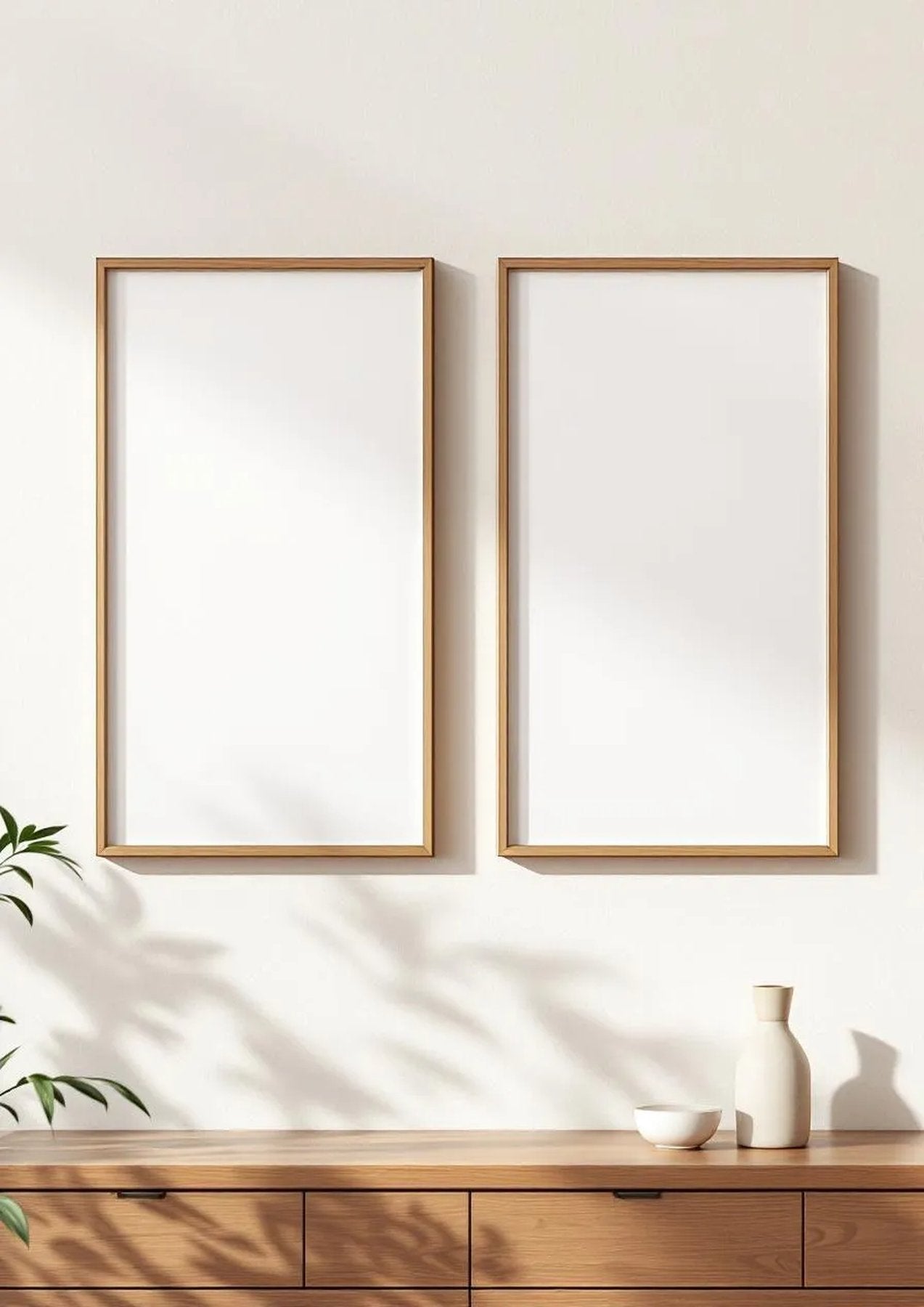 Frame Lifestyle Frame Mockup — Walnut Frame Portrait 4:5 — Perspective View — #00066 | MockupBulk