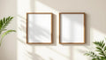 Frame Premium Interior Mockup — Walnut Frame Square 1:1 — Perspective View — #00068 | MockupBulk