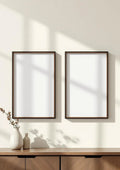 Frame Frame Display Mockup — Walnut Frame Portrait 2:3 — Perspective View — #00069 | MockupBulk