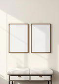 Frame Wall Art Mockup — Walnut Frame Portrait 2:3 — Perspective View — #00072 | MockupBulk