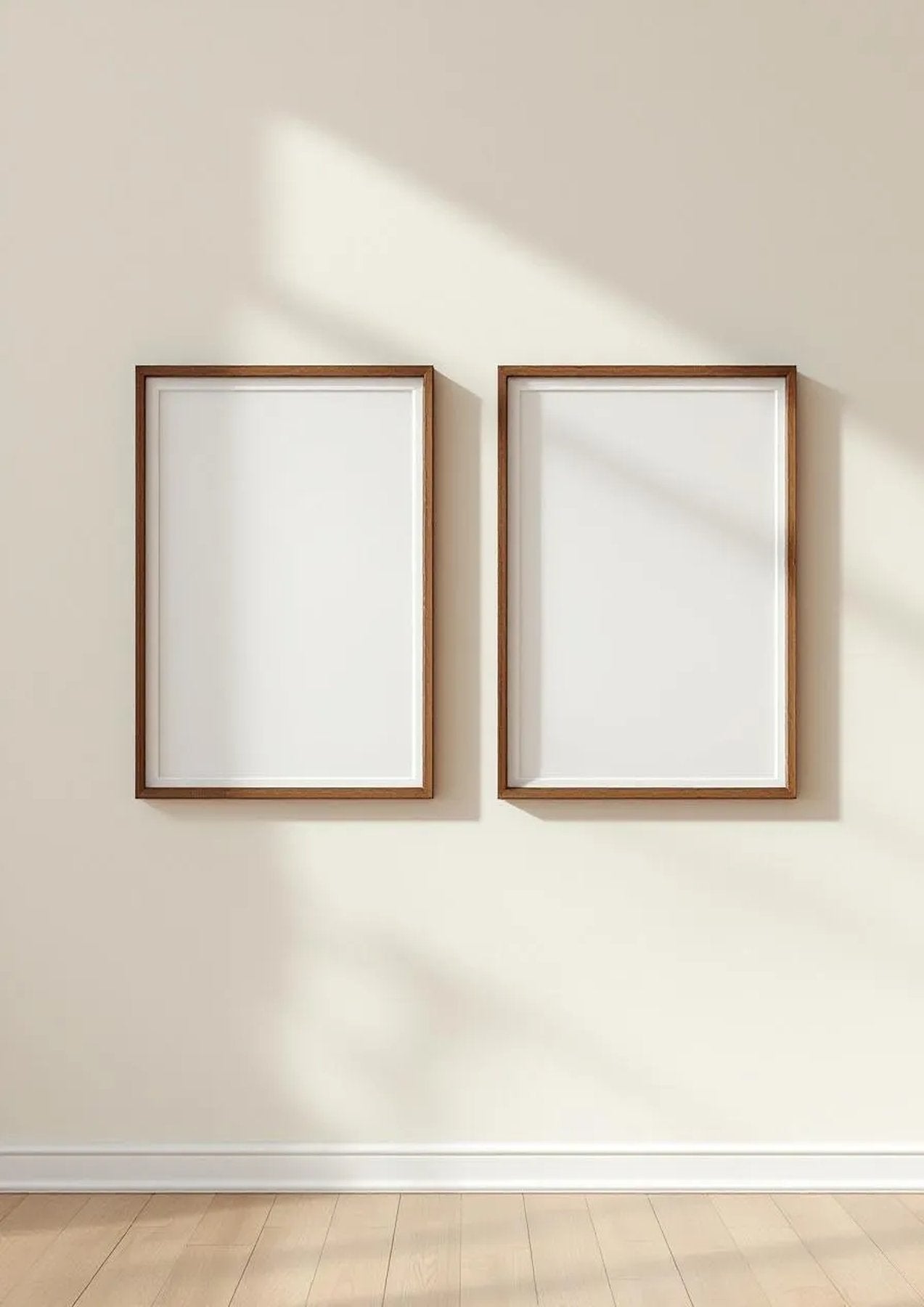 Frame High-Res Frame Mockup — Walnut Frame Portrait 5:7 — Perspective View — #00072 | MockupBulk