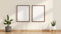 Frame Lifestyle Frame Mockup — Walnut Frame Square 1:1 — Perspective View — #00074 | MockupBulk