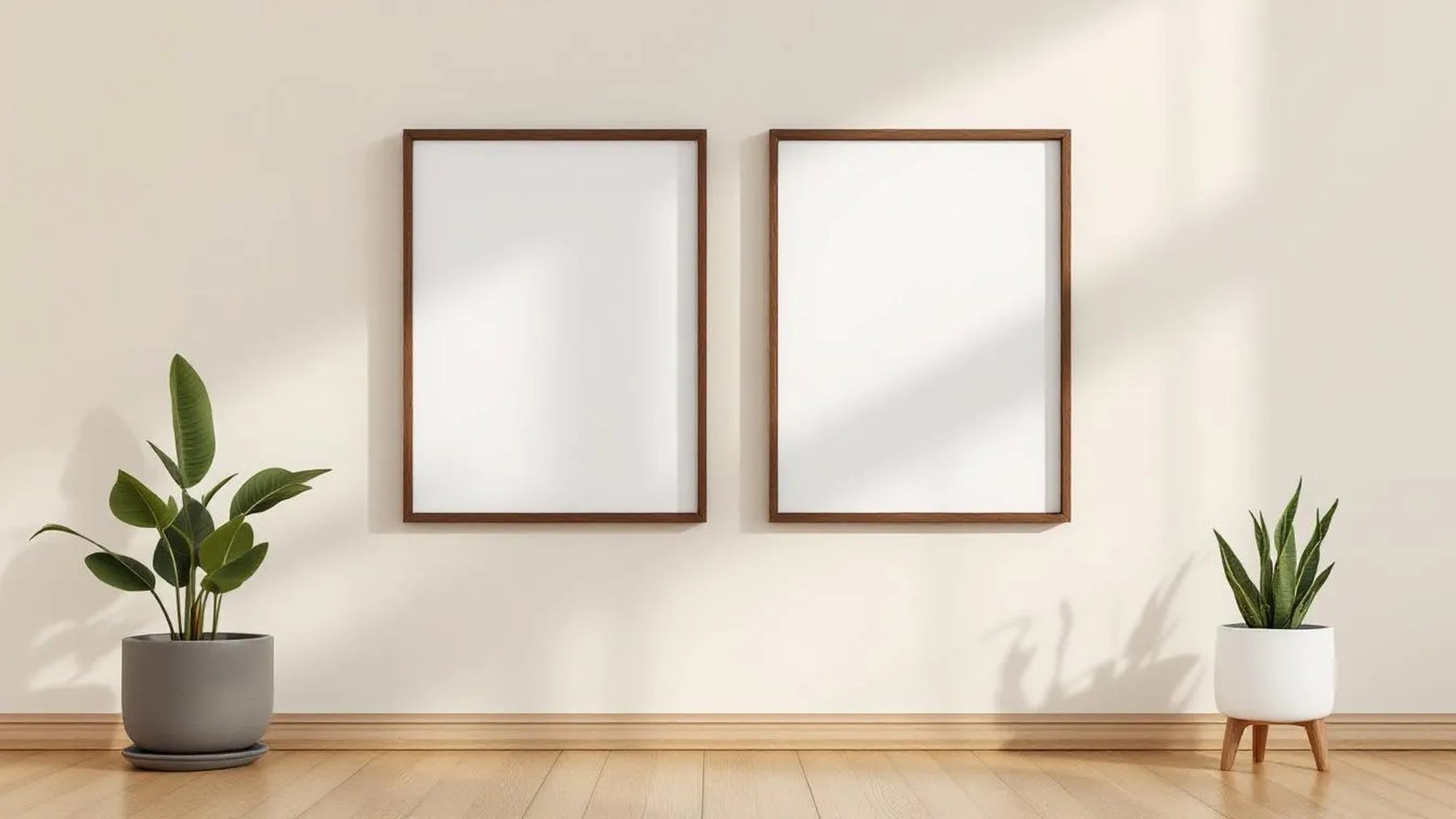 Frame Lifestyle Frame Mockup — Walnut Frame Square 1:1 — Perspective View — #00074 | MockupBulk
