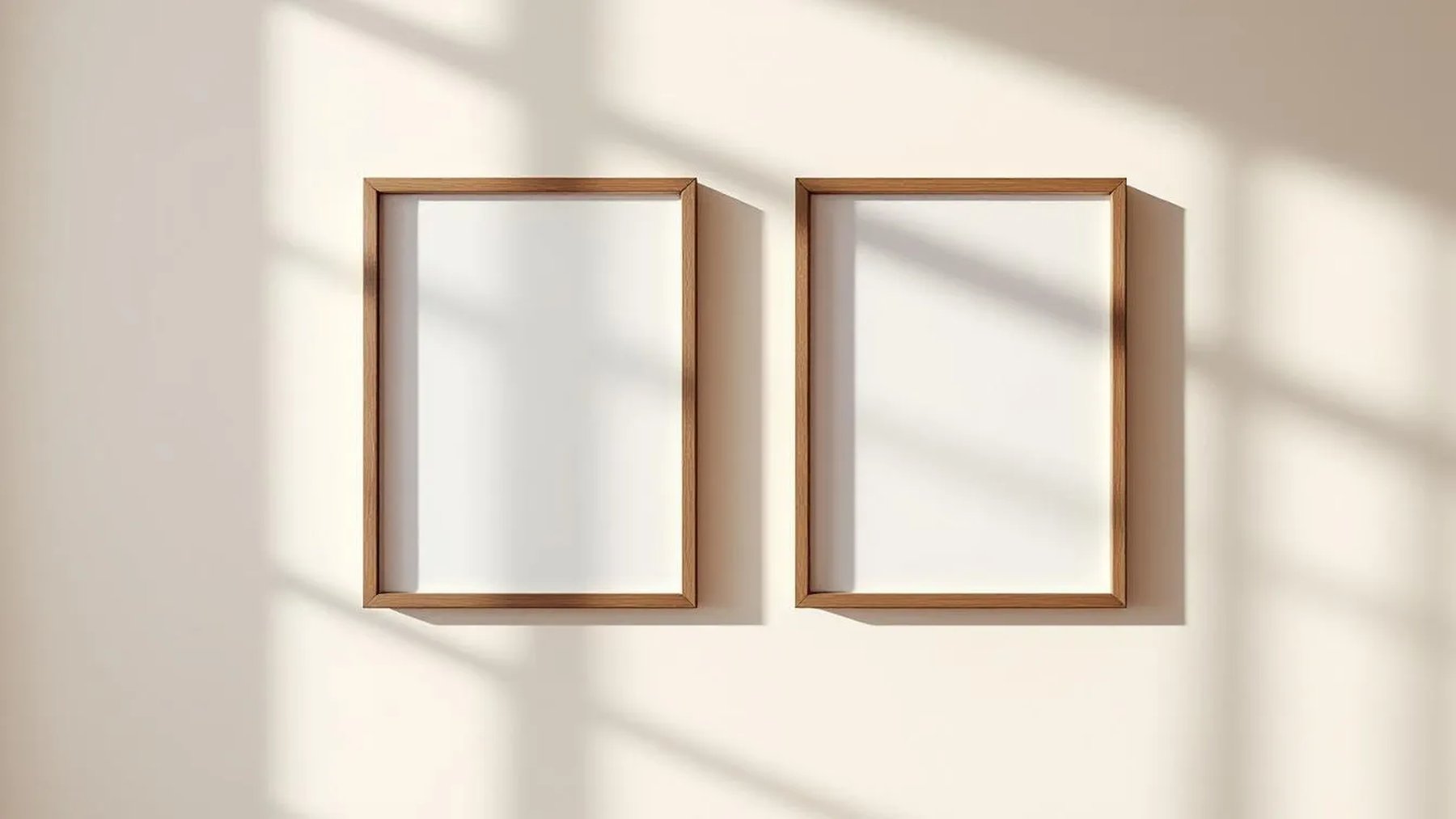 Frame Lifestyle Frame Mockup — Walnut Frame Landscape 3:4 — Perspective View — #00077 | MockupBulk