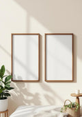 Frame Wall Art Mockup — Walnut Frame Portrait 5:7 — Perspective View — #00078 | MockupBulk