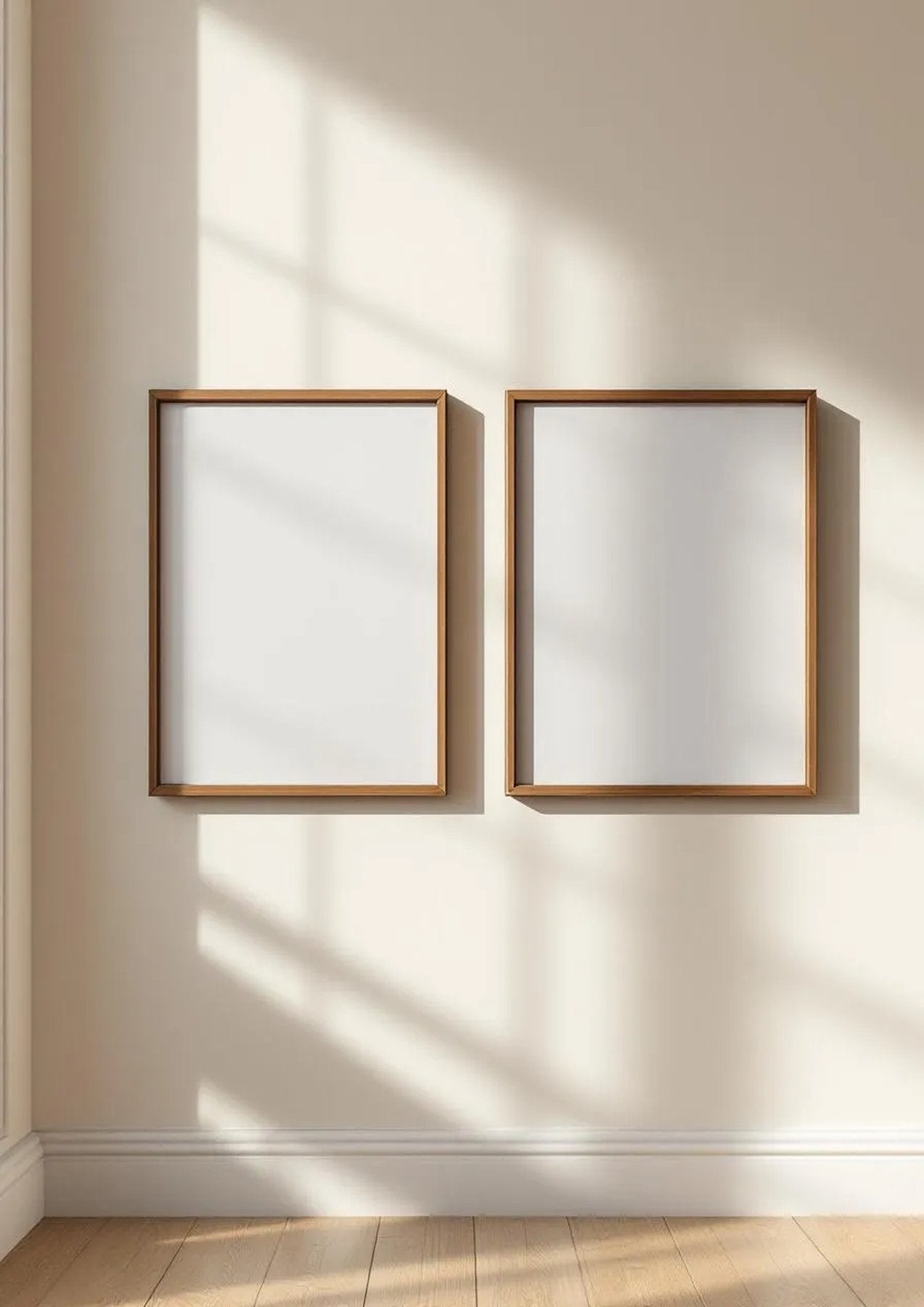 Frame Editorial Room Mockup — Walnut Frame Portrait 2:3 — Perspective View — #00081 | MockupBulk