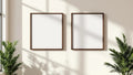 Frame Room Scene Mockup — Walnut Frame Portrait 4:5 — Perspective View — #00083 | MockupBulk