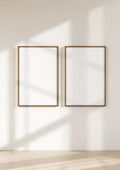 Frame Wall Art Mockup — Walnut Frame Portrait 2:3 — Perspective View — #00084 | MockupBulk
