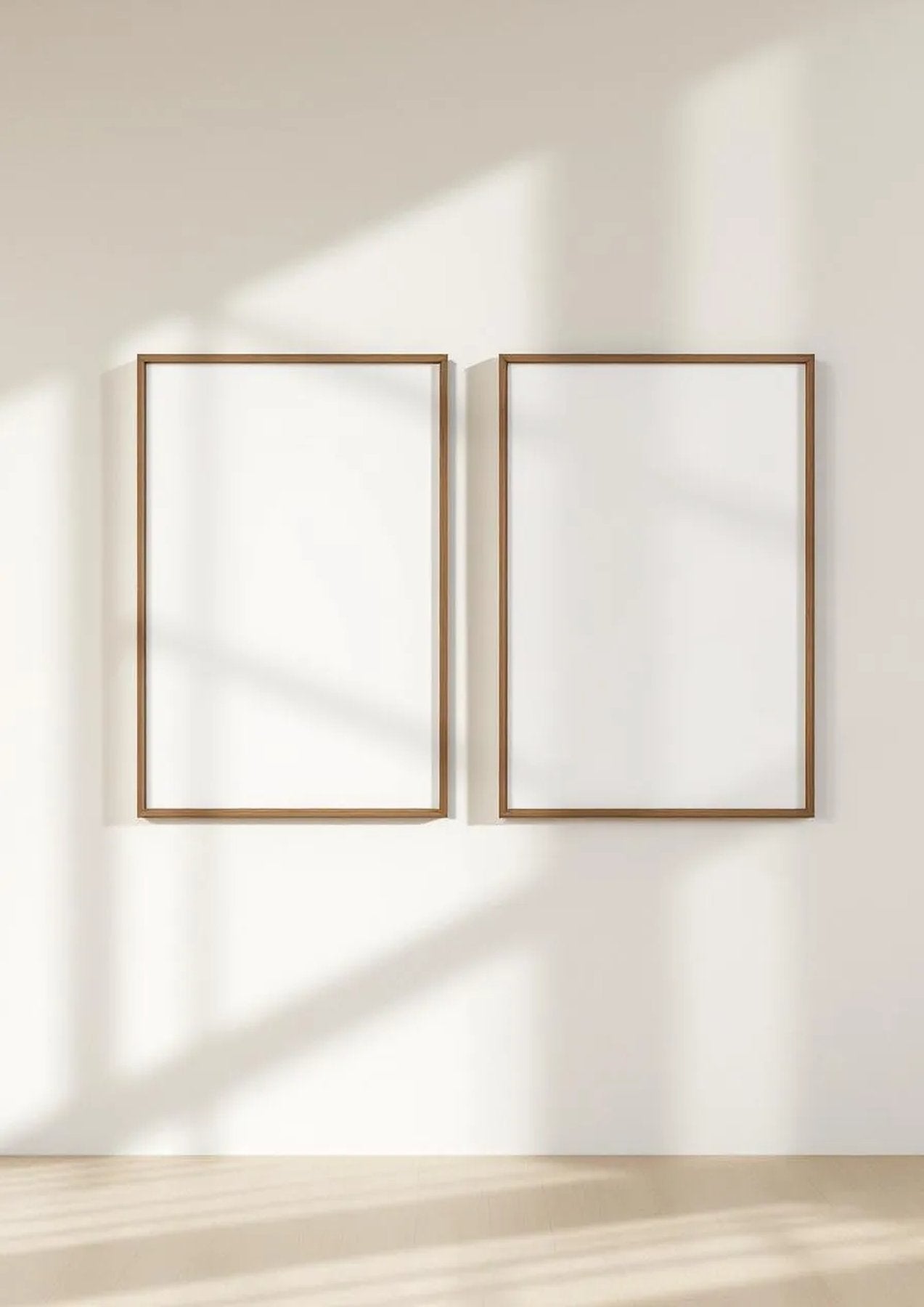 Frame Wall Art Mockup — Walnut Frame Portrait 2:3 — Perspective View — #00084 | MockupBulk