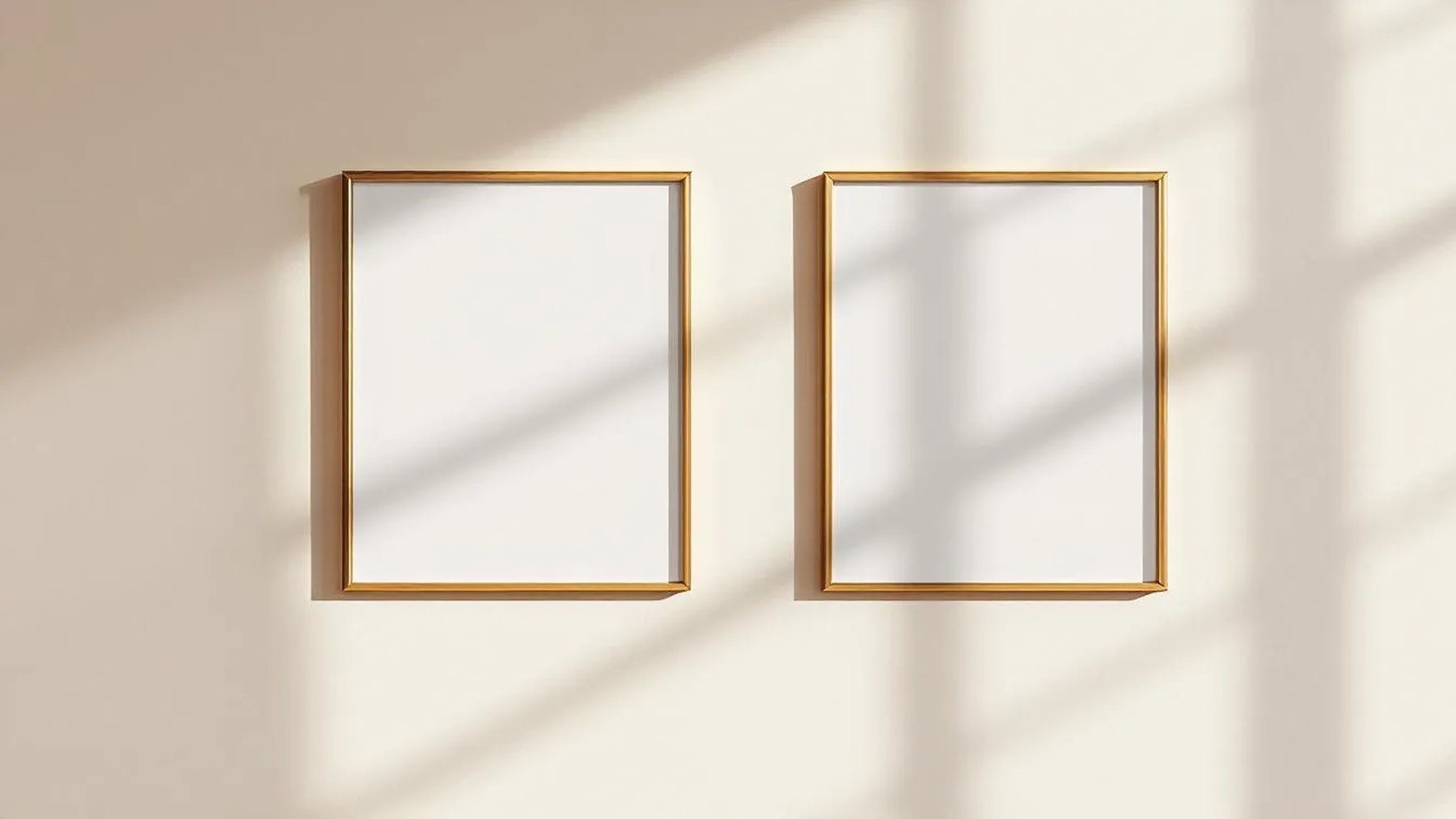 Frame Premium Interior Mockup — Gold Frame Landscape 11x14 — Perspective View — #00086 | MockupBulk
