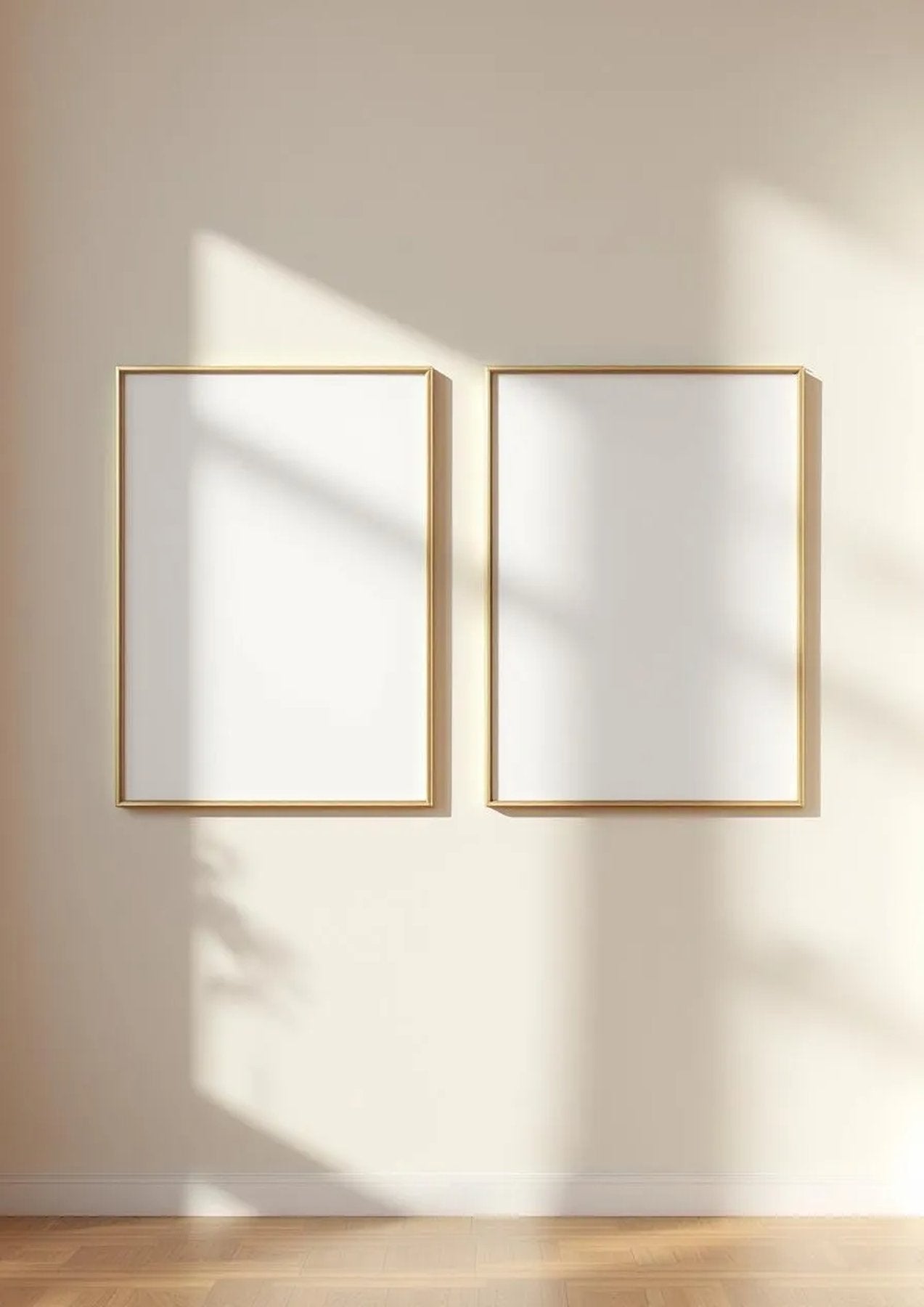 Frame Premium Interior Mockup — Gold Frame Portrait 2:3 — Perspective View — #00087 | MockupBulk
