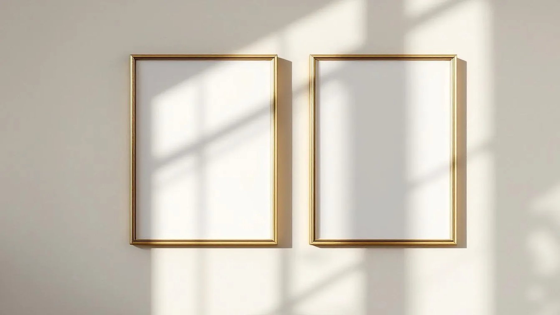 Frame Editorial Room Mockup — Gold Frame Portrait 2:3 — Perspective View — #00089 | MockupBulk