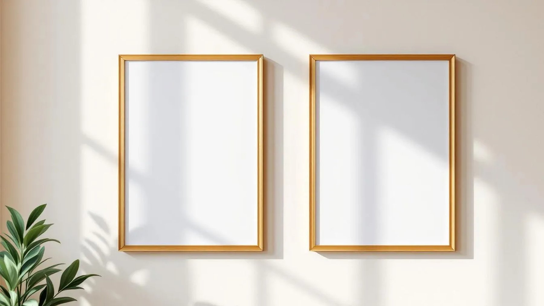 Frame Frame Display Mockup — Gold Frame Portrait 2:3 — Perspective View — #00092 | MockupBulk