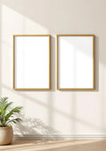 Frame Wall Art Mockup — Gold Frame Portrait 2:3 — Perspective View — #00096 | MockupBulk