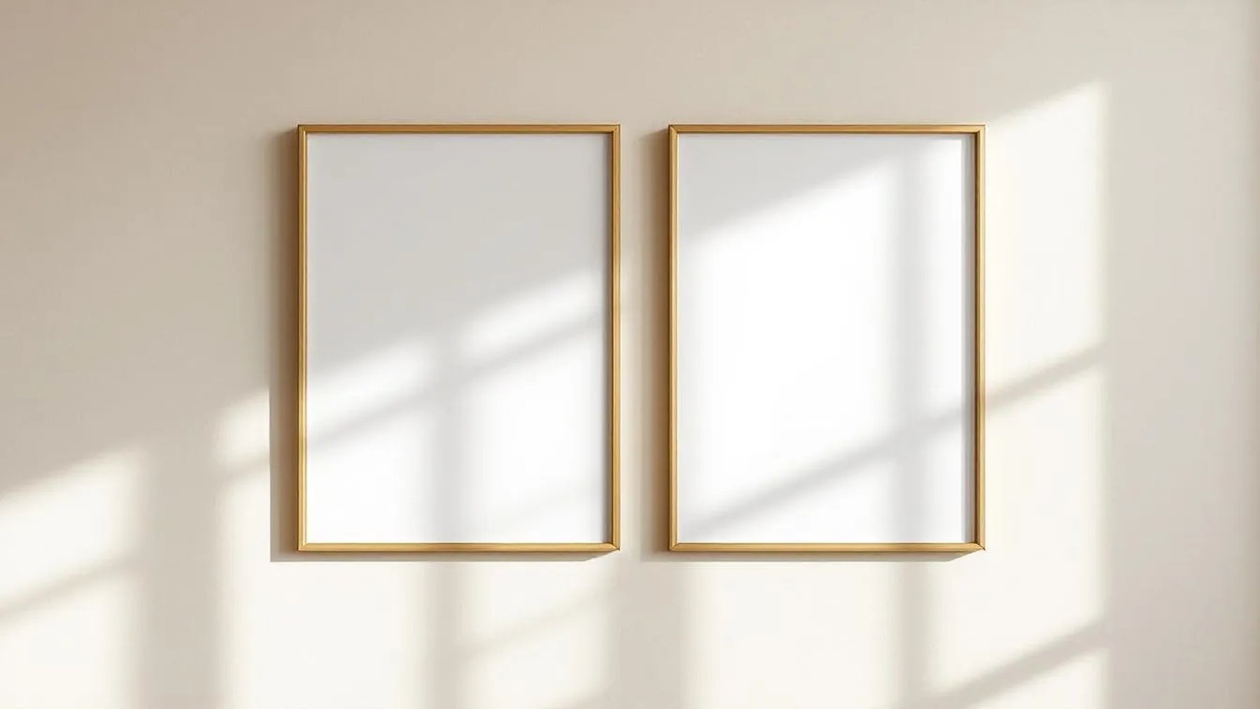Frame Professional Frame Mockup — Gold Frame Landscape 3:4 — Perspective View — #00098 | MockupBulk