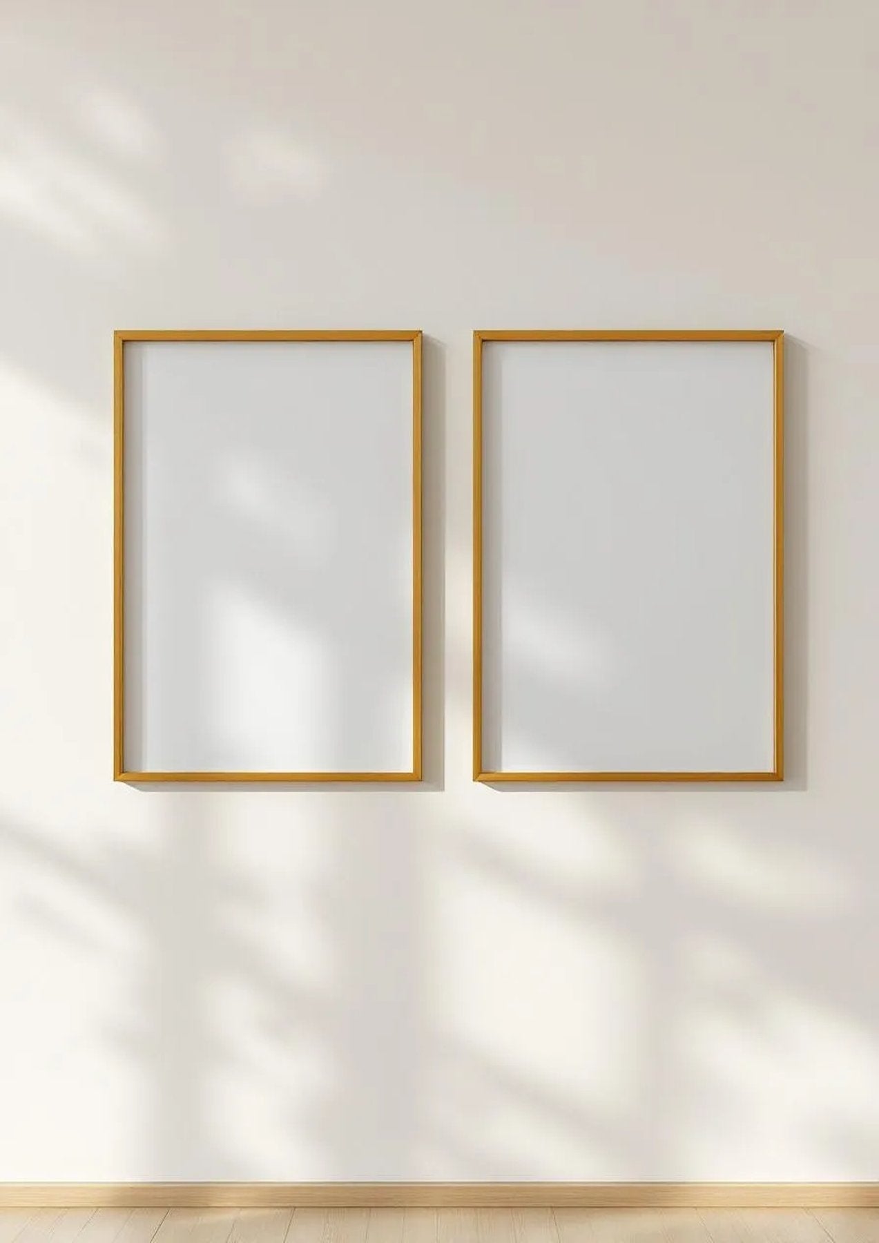 Frame Wall Art Mockup — Gold Frame Portrait 2:3 — Perspective View — #00102 | MockupBulk