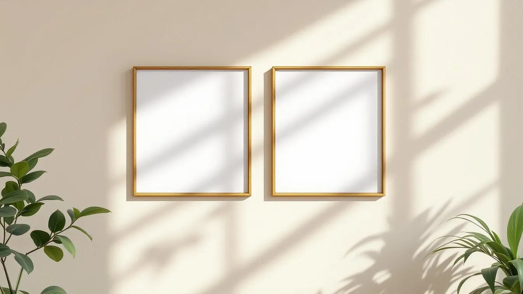 Frame Professional Frame Mockup — Gold Frame Square 1:1 — Perspective View — #00104 | MockupBulk