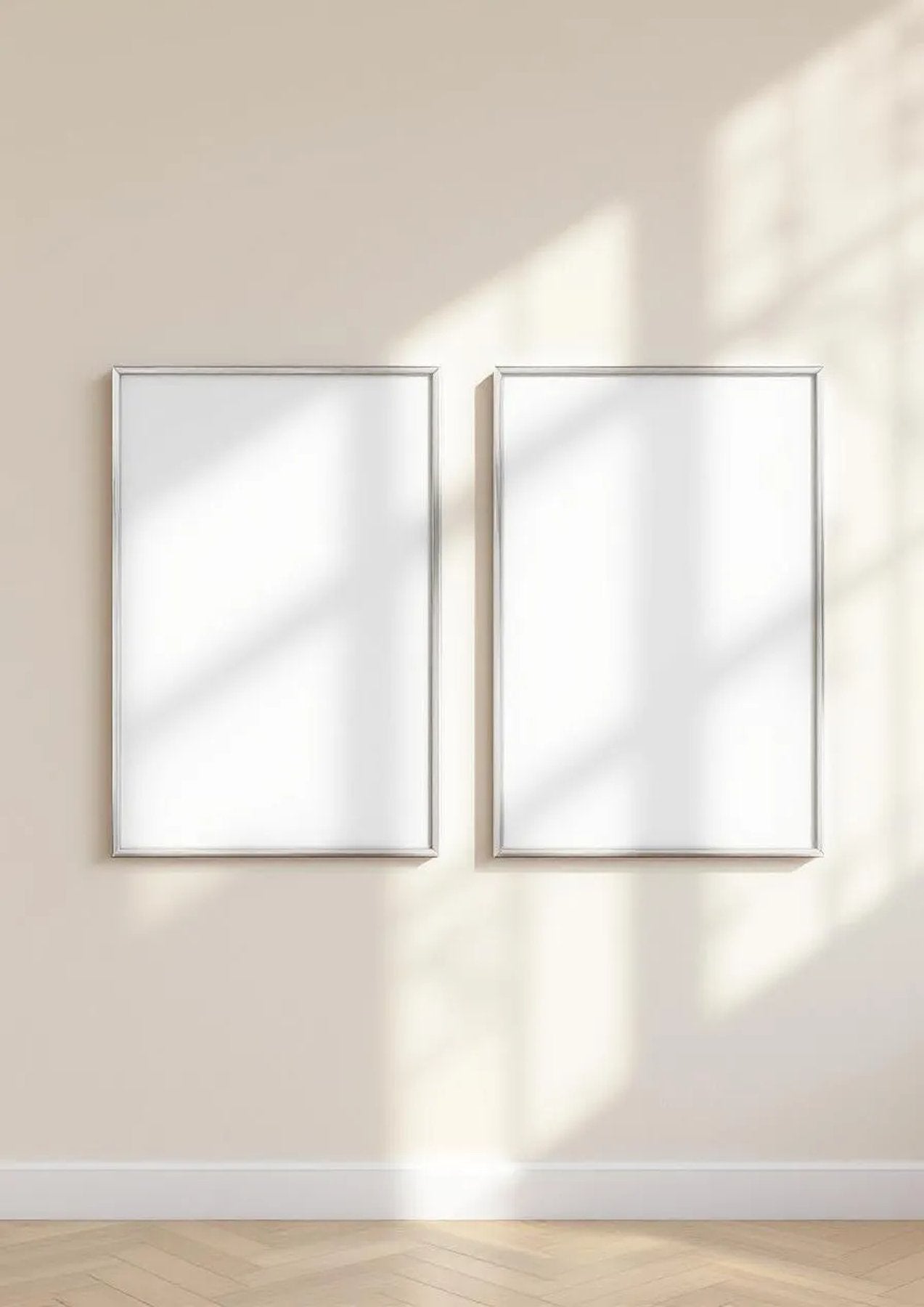 Frame Interior Frame Mockup — Silver Frame Portrait 4:5 — Perspective View — #00120 | MockupBulk