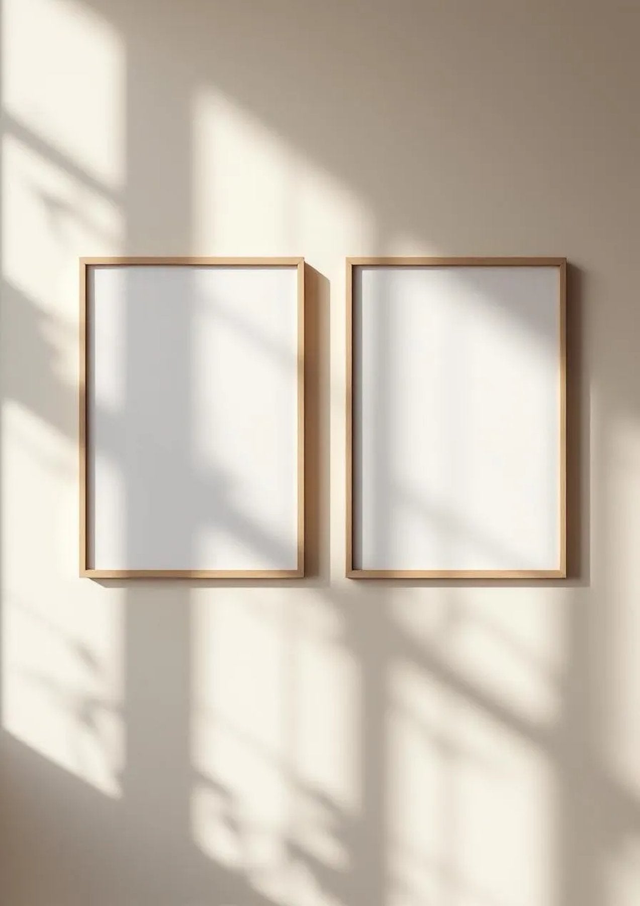 Frame Room Scene Mockup — Raw Pine Frame Portrait 2:3 — Perspective View — #00129 | MockupBulk