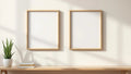 Frame Premium Interior Mockup — Raw Pine Frame Square 1:1 — Perspective View — #00131 | MockupBulk